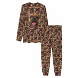 Custom Dog Face Pajamas Set Personalized Men's Crew Neck Long Sleeve Face Pajamas Set