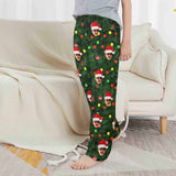 Custom Any Face Kids 2Y-15Y Pajama Pants Personalized Christmas Green Face Pajama Pants