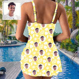 Custom Face On Tank Top One Piece Swimsuit Personalized Face Yellow One Piece Bathing Suit