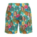 Special Offer#Personalized Face Swim Trunks Custom Face Pineapple Flowers Quick Dry Men's Swim Shorts