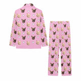 Custom Face Kids Pink Pajamas Personalized 2-15Y Two Face Pajamas Set Sleepwear