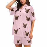 Custom Face Loungewear Personalized Photo Sleepwear Women's V-Neck Short Pajama Set