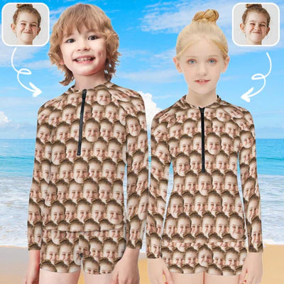 Custom Multi-Face Kids Swimsuit Rash Guards Surf Suit