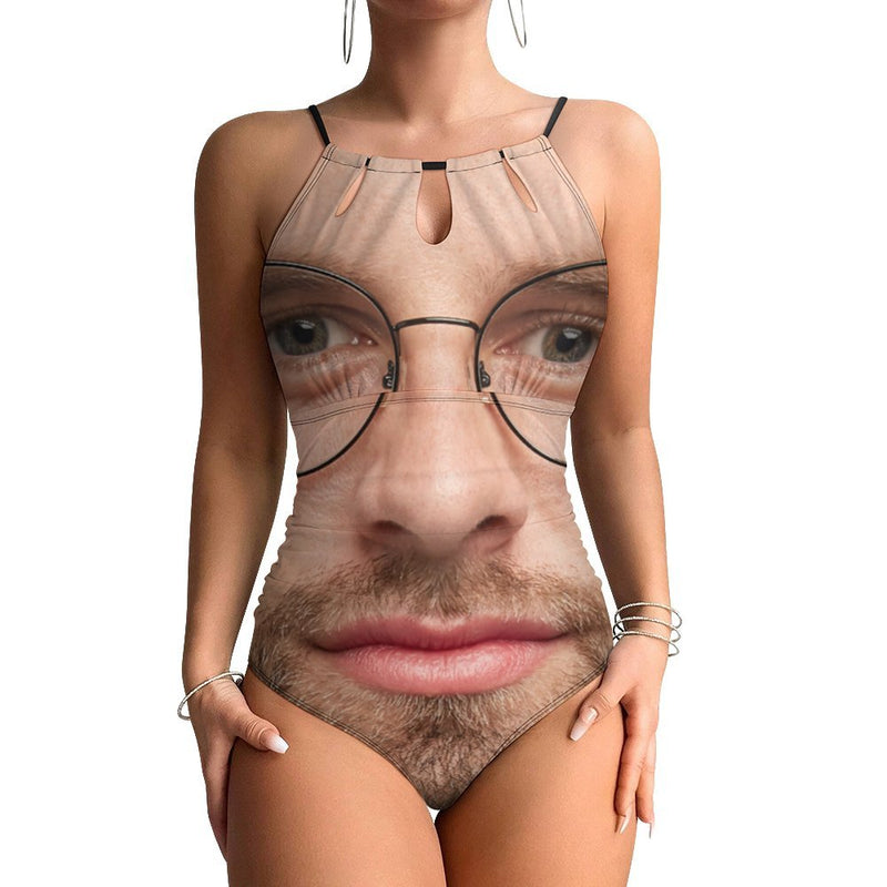 Custom Face Swimsuit Personalized Big Face One Piece Swimsuit Slip Backless Bathingsuit