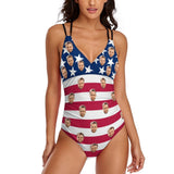 Custom Flag Multi Face One Piece Swimsuit&Swim Shorts Personalized Couple Matching Swimwear