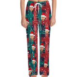 Unisex Pajama Pants Custom Face Christmas Green&Red Pajama Pants For Men&Women Personalized Any Photos Pajama Pants