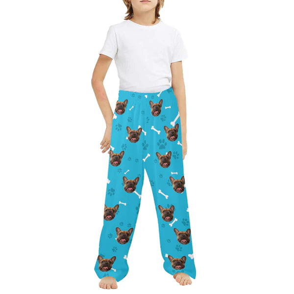 Couple&Kids Pants Custom Dog Face Unisex Pajama Pants Personalized Any Photos Long Pants Pajama