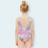 Custom Name Kid's Swimsuit Personalized Name Text One Piece Swimsuit Girl's Swimwear