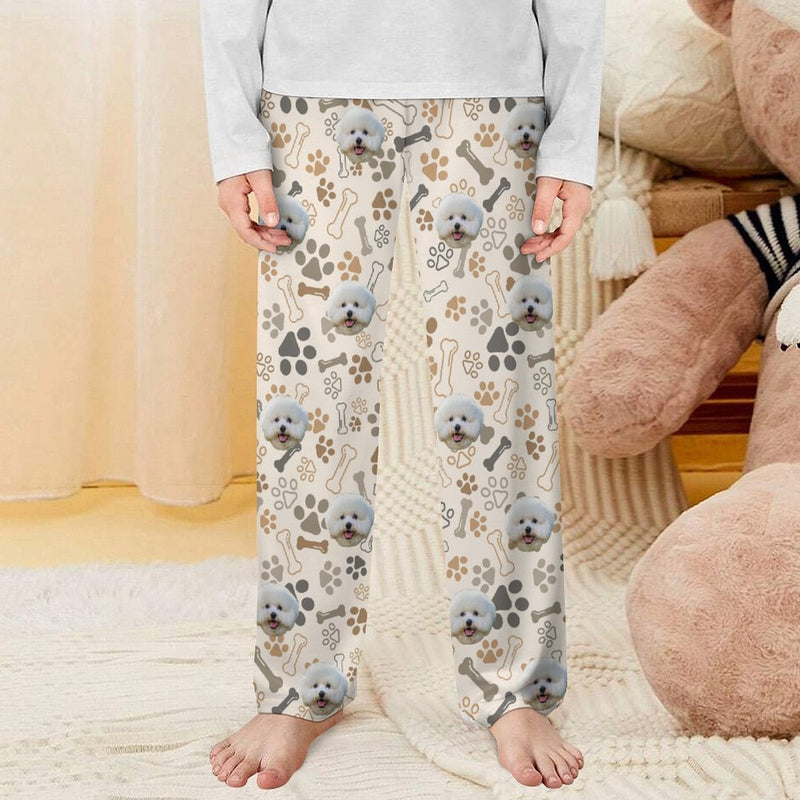 Custom Photo Unisex Pajama Pants Custom Dog Paw Pajama Pants For Men&Women