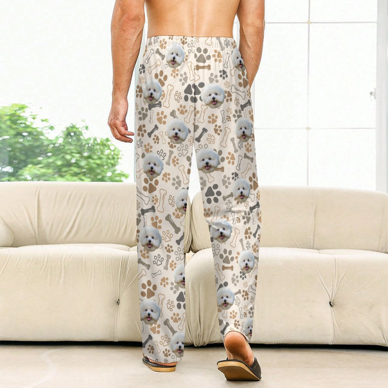 Custom Photo Unisex Pajama Pants Custom Dog Paw Pajama Pants For Men&Women