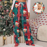 Unisex Pajama Pants Custom Face Christmas Green&Red Pajama Pants For Men&Women Personalized Any Photos Pajama Pants