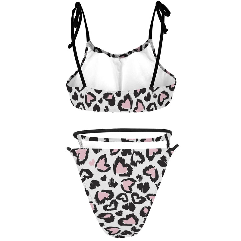 Custom Face Swimsuit Personalized Black White Leopard Print Face Bikini Swimsuit