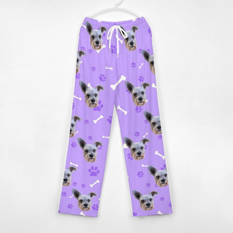 Couple&Kids Pants Custom Dog Face Unisex Pajama Pants Personalized Any Photos Long Pants Pajama