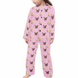 Custom Face Kids Pink Pajamas Personalized 2-15Y Two Face Pajamas Set Sleepwear