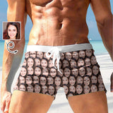 Custom Seamless Face Men's Swimwear Short Swim Trunks with Zipper Pocket Personalized Surfing Square Leg Board Shorts