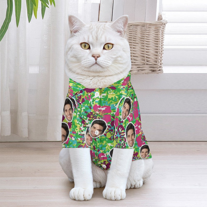 Custom Face Men's Shirt&Pet Shirt Personalized Face Green Hawaiian Shirt&Pet Shirt For Pet Lovers