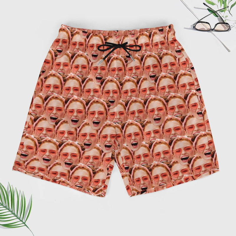 Personalized Face Swim Trunks Custom Multiface Quick Dry Men's Swim Shorts