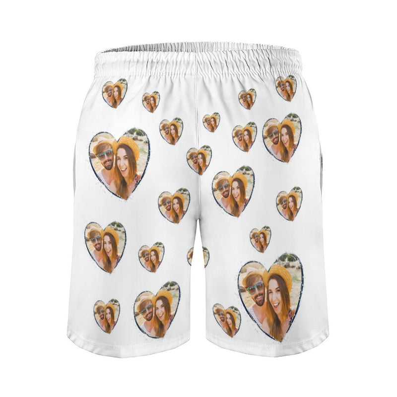 Custom Face 5 Colors Love Personalized Photo Men's Quick-drying Beach Shorts