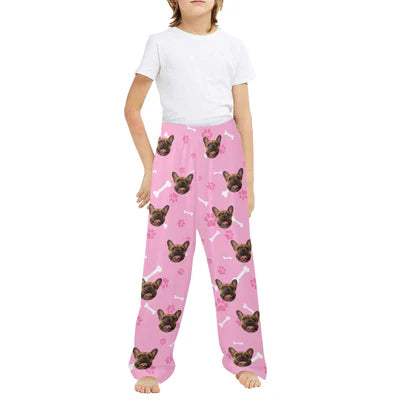 Couple&Kids Pants Custom Dog Face Unisex Pajama Pants Personalized Any Photos Long Pants Pajama