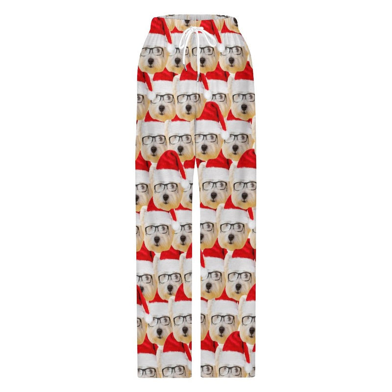 Unisex Pajama Pants Custom Multi Face Christmas Pajama Pants For Men&Women Personalized Any Photos Pajama Pants