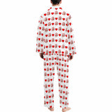 Custom Face Red Heart Long Sleeved Pajamas Personalized Men's Face Long Set