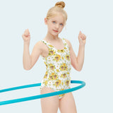 Custom Face Kid's Swimsuit Personalized Face Sunflower One Piece Swimsuit Girl's Swimwear