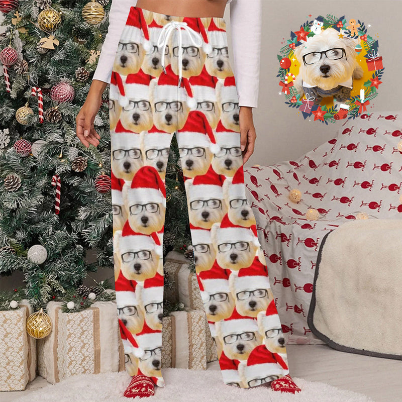 Unisex Pajama Pants Custom Multi Face Christmas Pajama Pants For Men&Women Personalized Any Photos Pajama Pants