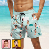 Custom Couple Face Swim Trunks Swim Shorts Personalized Swimming Swim Trunks