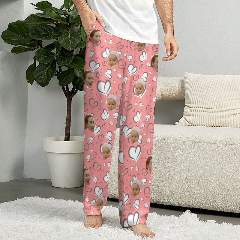 Custom Photo Unisex Pajama Pants For Adults&Kids Custom 30+Colors Face Pajama Pants