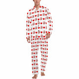 Custom Face Red Heart Long Sleeved Pajamas Personalized Men's Face Long Set