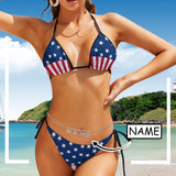 Personalized Flag Bikini With Name Chain Custom Letters Waist Chain Bikini Swimsuit