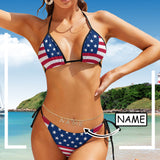 Personalized Flag Bikini With Name Chain Custom Letters Waist Chain Bikini Swimsuit