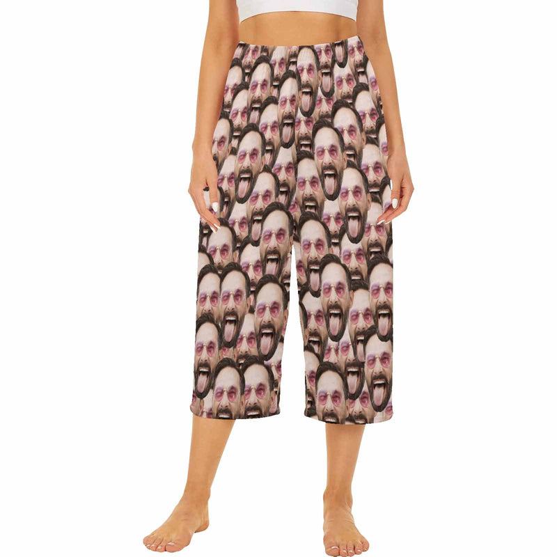 Custom Multi-Face Cropped Pajama Pants For Women Personalized Face Pajama Pants