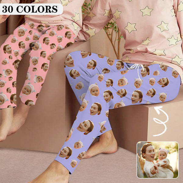 30 Colors Custom Photo Unisex Pajama Pants For Adult&Kids Custom Face Solid Colors Pajama Pants