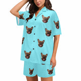 Custom Face Loungewear Personalized Photo Sleepwear Women's V-Neck Short Pajama Set