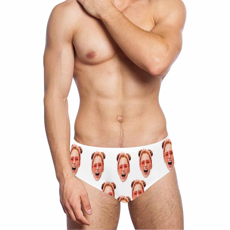 Custom Face Multi Color Men's Quick Dry Stretch Swimming Briefs