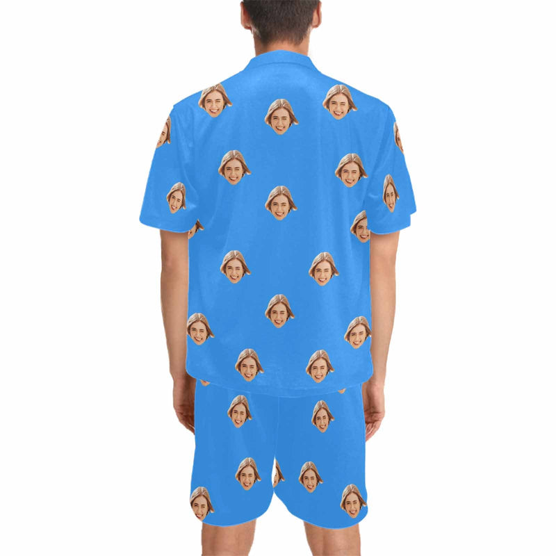 Custom Face Men's Pajama Set Personalized Face Long Sleeve&Short Sleeve Pajamas Set