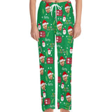 Unisex Pajama Pants Custom Face Christmas Green Pajama Pants For Men&Women Personalized Any Photos Pajama Pants