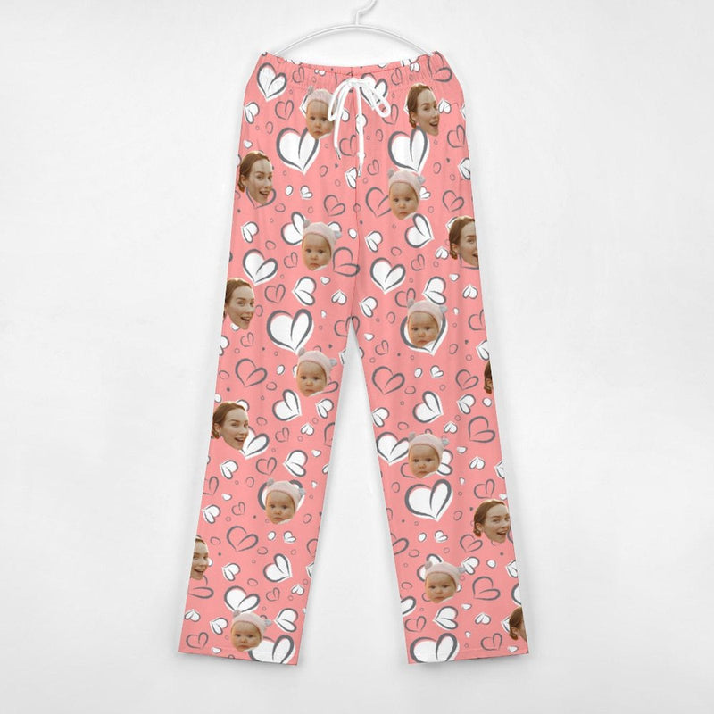 Custom Photo Unisex Pajama Pants For Adults&Kids Custom 30+Colors Face Pajama Pants