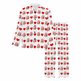 Custom Face Red Heart Long Sleeved Pajamas Personalized Men's Face Long Set