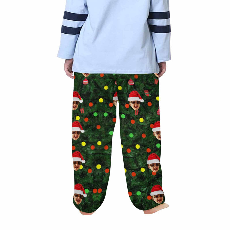 Custom Any Face Kids 2Y-15Y Pajama Pants Personalized Christmas Green Face Pajama Pants