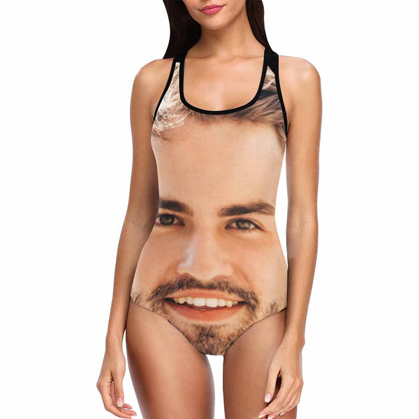XS-5XL#Custom Big Face Funny Tank Top Swimsuit Personalized Photo One Piece Swimsuit Bathingsuit