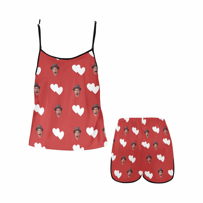 Custom Face Red Pajamas Sexy Nightwear Personalized Women's Camisole Pajama