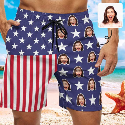 Custom Face American Flag Fashion Bikini Personalized Bathing Suit Women's Two Piece Swimsuit Summer Beach Pool Outfits