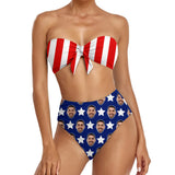 Custom Face Flag Bow Bikini Personalized Multiface Flag Bikini Swimsuit Bathingsuit For Women