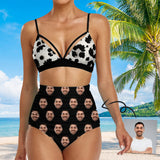 Custom Face Bikini Personalized Face Black Bikini Swimsuit Bathingsuit For Women