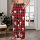 Unisex Pajama Pants Custom Face Christmas Red Pajama Pants For Men&Women Personalized Any Photos Pajama Pants