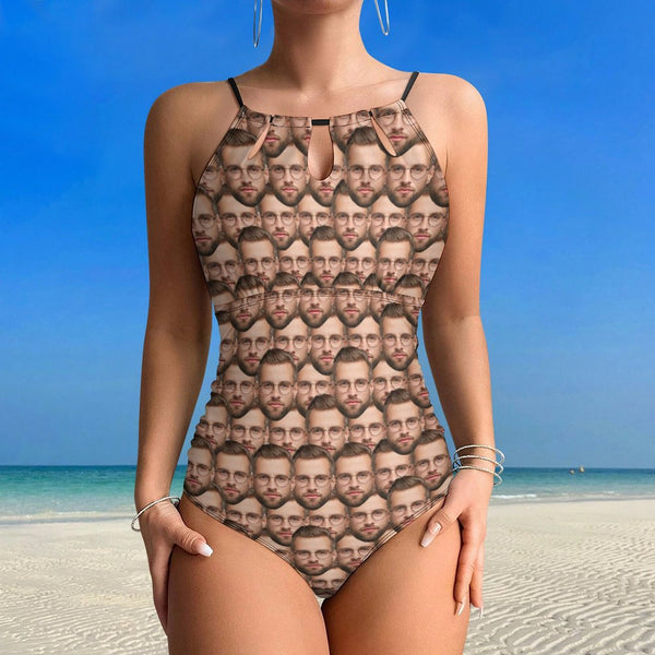 Custom Face Swimsuit Personalized Multi-Face One Piece Swimsuit Slip Backless Bathingsuit