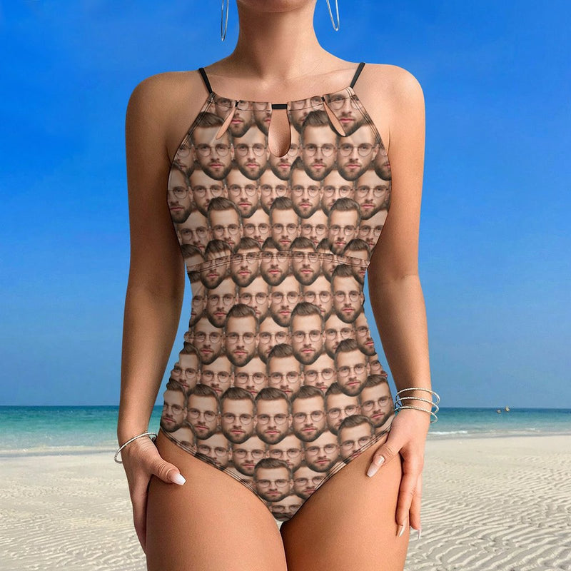 Custom Face Swimsuit Personalized Multi-Face One Piece Swimsuit Slip Backless Bathingsuit