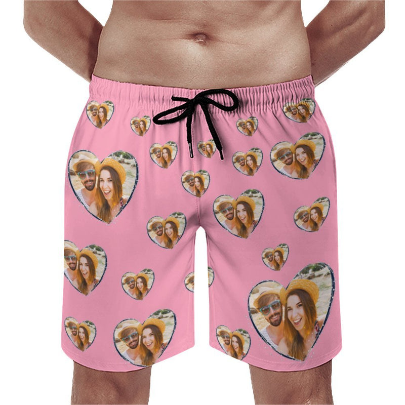 Custom Face 5 Colors Love Personalized Photo Men's Quick-drying Beach Shorts